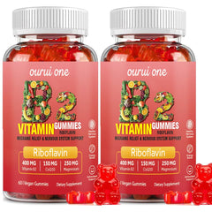 Front view of ourui One Vitamin B2 Gummies Raspberry Pack 2