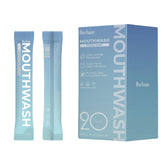 Product shot: Oustane travel-size fresh mint mouthwash 15ml packet