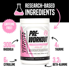 Outwork Nutrition non-stim preworkout mixed in glass supports smooth hydration and flavor
