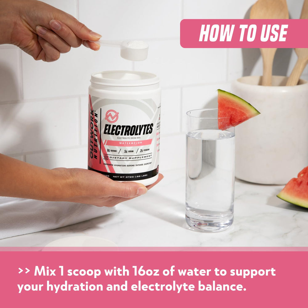 Outwork Nutrition Electrolytes Powder packaging label highlights no artificial sweeteners