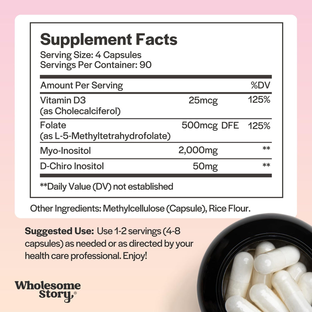 Ovarian health support with inositol capsules