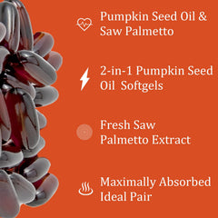 Close-up of pumpkin seed oil and saw palmetto ingredients