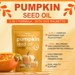 Back view of Ovela Pumpkin Seed Oil with Saw Palmetto bottle showing supplement facts