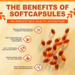 Graphic highlighting pumpkin seed oil and saw palmetto ingredients