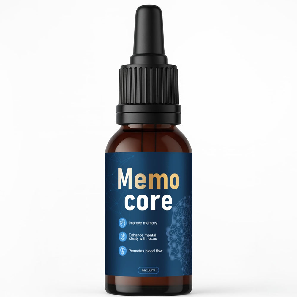 Bottle of oviaapo Memocore Memory Drops with Lemon flavor and Ginkgo Biloba