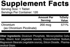 Close-up of a single Oxify Chromium Picolinate tablet (200 mcg)