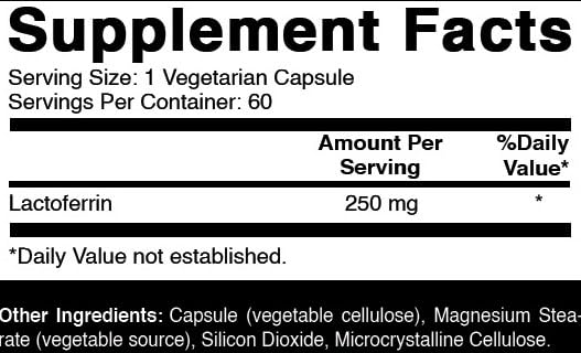 Ingredients panel for Oxify Lactoferrin