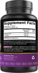 Nutrition facts panel for Oxify L-Arginine L-Citrulline Complex