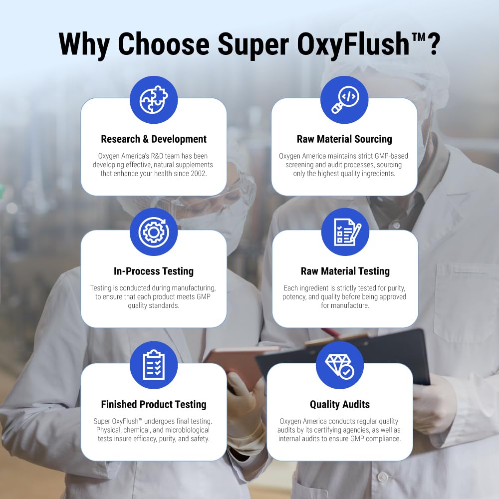 Front view of Oxygen America Super OxyFlush bottle