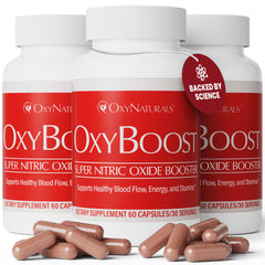OxyBoost nitric oxide supplement pack of 3 bottles with 180 capsules