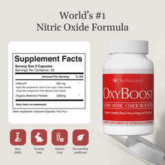 OxyNaturals OxyBoost bottle beside workout gear suggesting energy during exercise