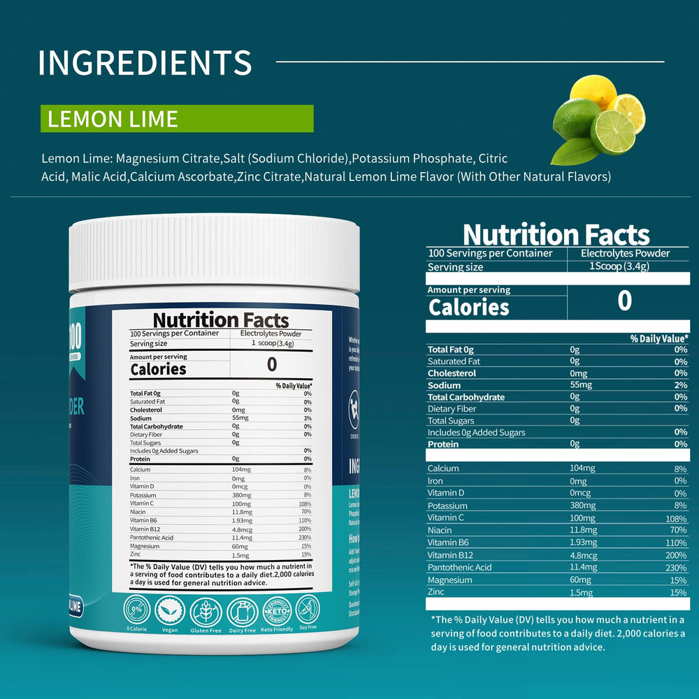 OZENKE electrolyte drink mix – Lemon Lime, sugar-free packaging close-up