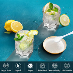 Mixing scoop beside prepared hydration drink