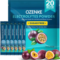 OZENKE Passion Fruit Electrolyte Powder Packets – Sugar Free, Zero Calorie, 20 Sticks