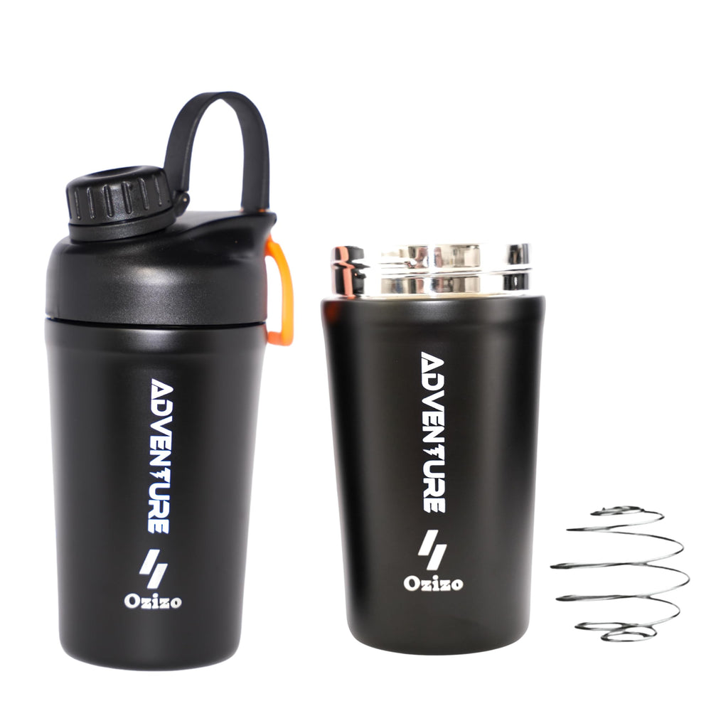 Ozizo protein mixing cup front view showing compact 20oz shaker for gym sessions