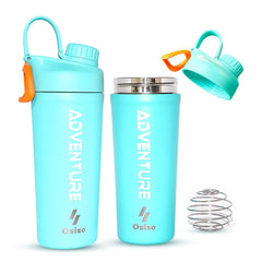Front view of Ozizo 28 oz stainless steel shaker bottle