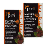 Front view of P.R.I Manuka Honey Lozenges with Propolis box