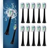 12-pack replacement toothbrush heads for Fairywill P11 T9, black, front view