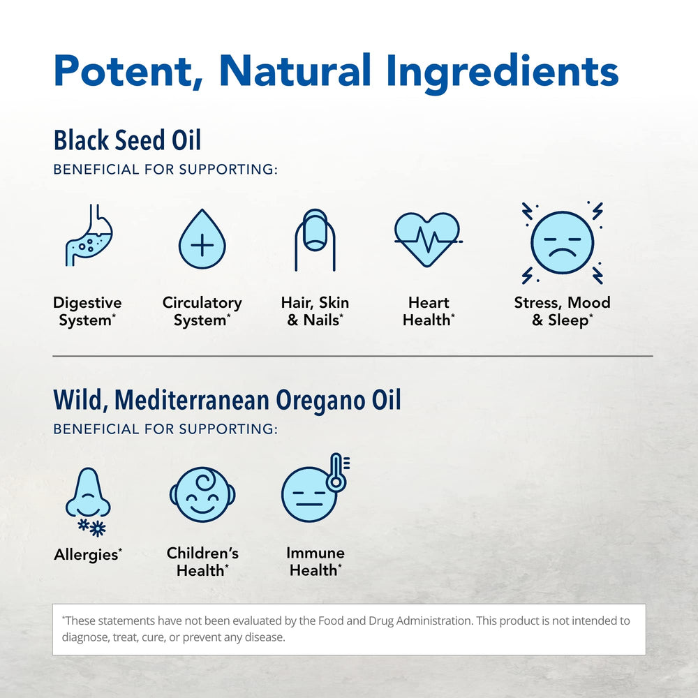P73 Oreganol and Black Seed Oil ingredients