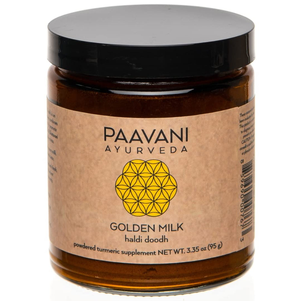 PAAVANI Golden Milk powder container with turmeric root