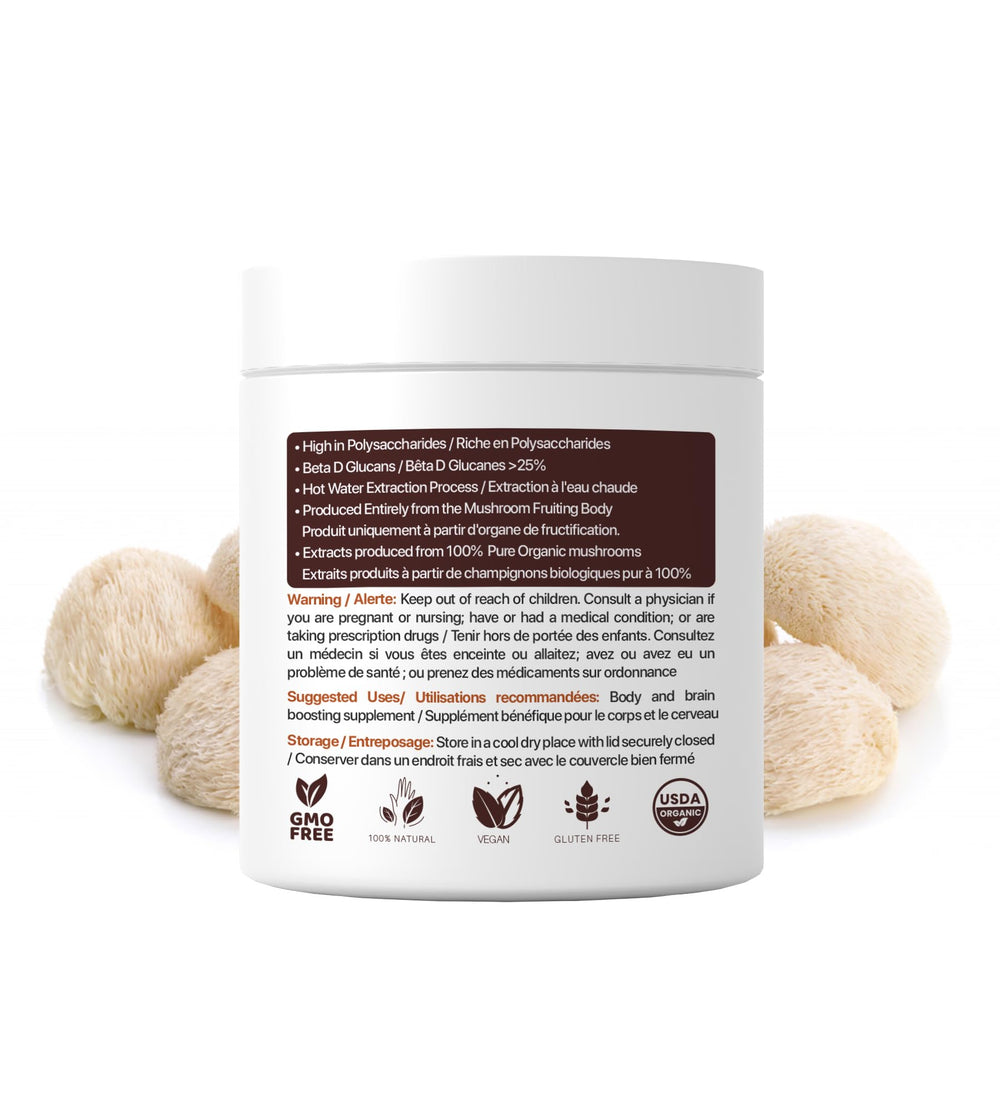 Organic certifications and hand-picked Lions Mane mushrooms