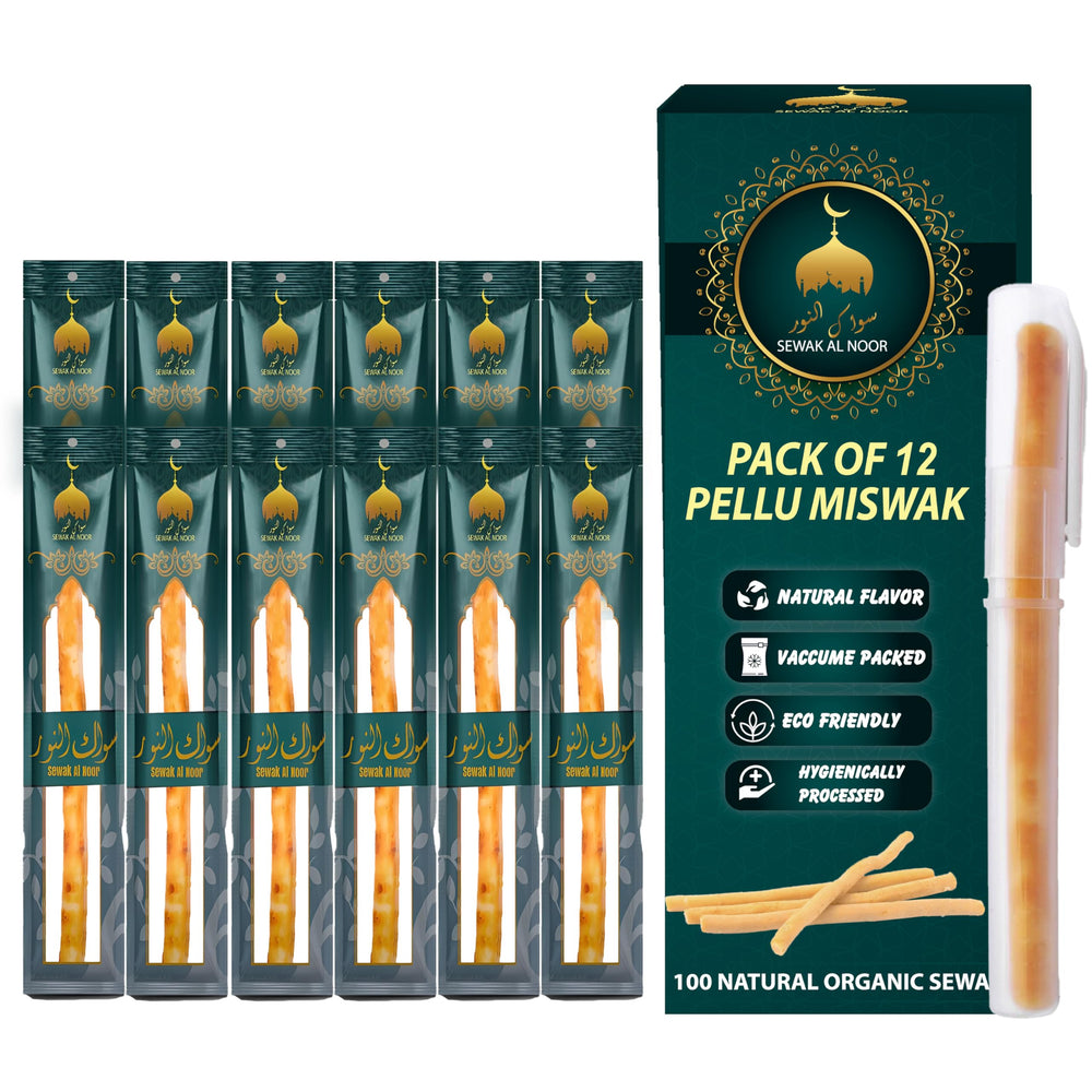 Pack of 12 Miswak sticks with holder