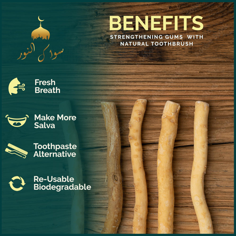 Miswak sticks in vacuum-sealed packaging