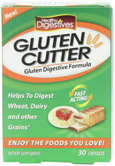 Pack of 3 Gluten Cutter dietary supplement bottles, 30 capsules each