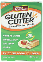 Pack of 3 Gluten Cutter dietary supplement bottles, 30 capsules each