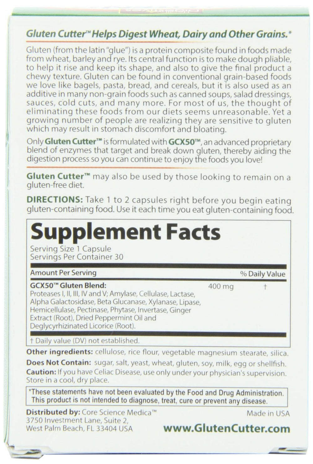 Close-up of Gluten Cutter capsules and gcx50 enzyme blend