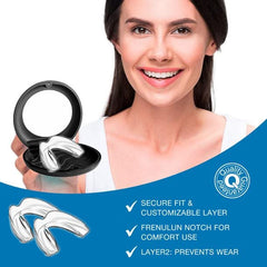 Mouth guard showing comfortable fit designed for all mouth sizes