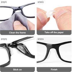 Packaging showing 10 pairs of silicone eyeglass nose pads