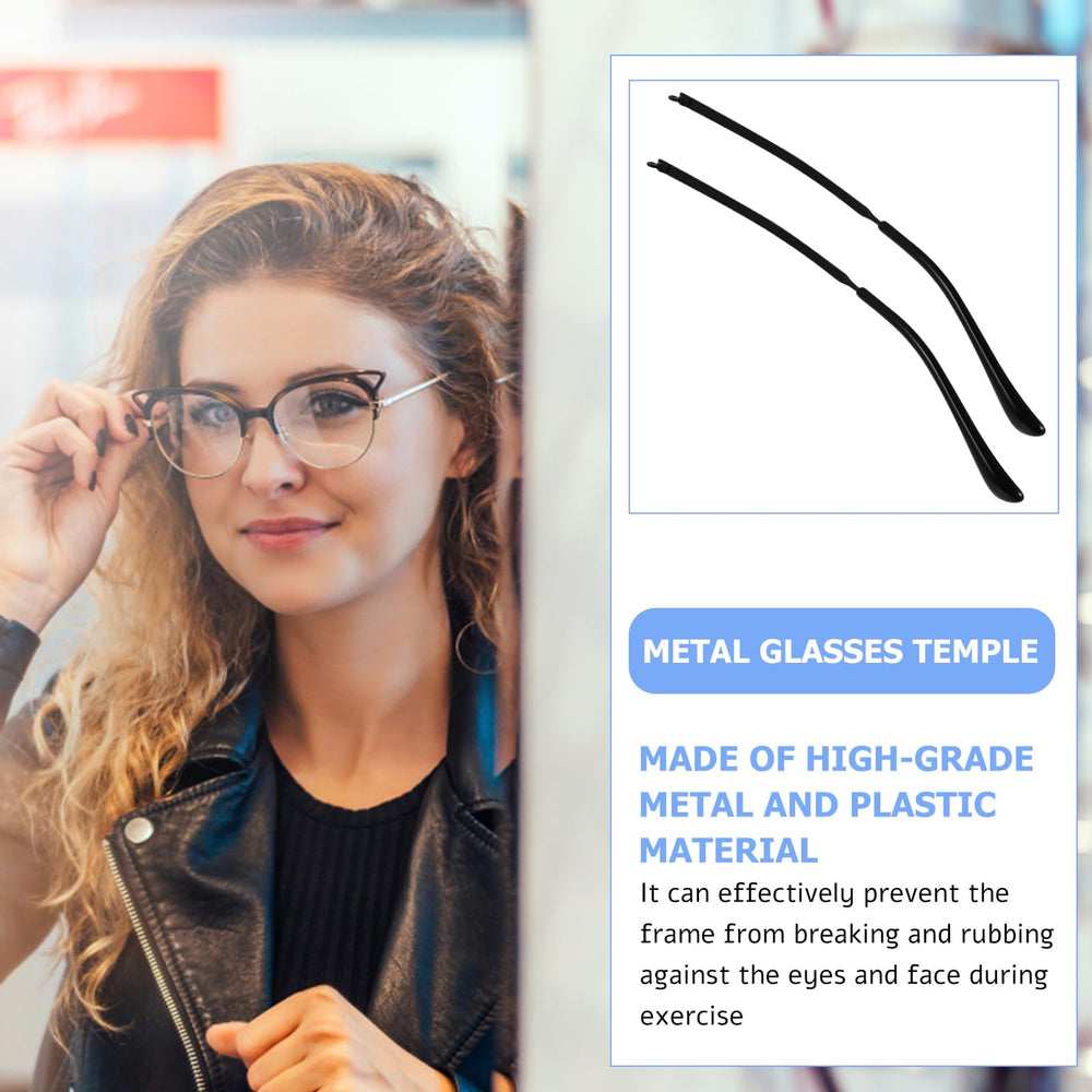 Package includes one pair of metal glasses temples