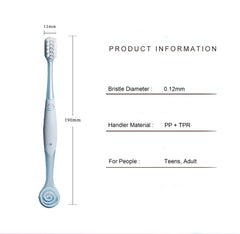 Packaging showing 3 blue braces toothbrushes