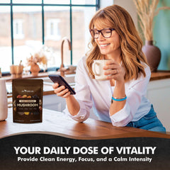 Packaging of 60g 10-in-1 Organic Mushroom Powder