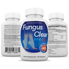 Packaging and nutrition facts label for Fungus Clear Max Probiotic