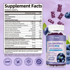 Two-pack packaging for blueberry-flavored calcium citrate gummies