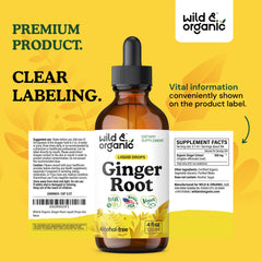 Packaging for Wild & Organic ginger extract drops 4 oz