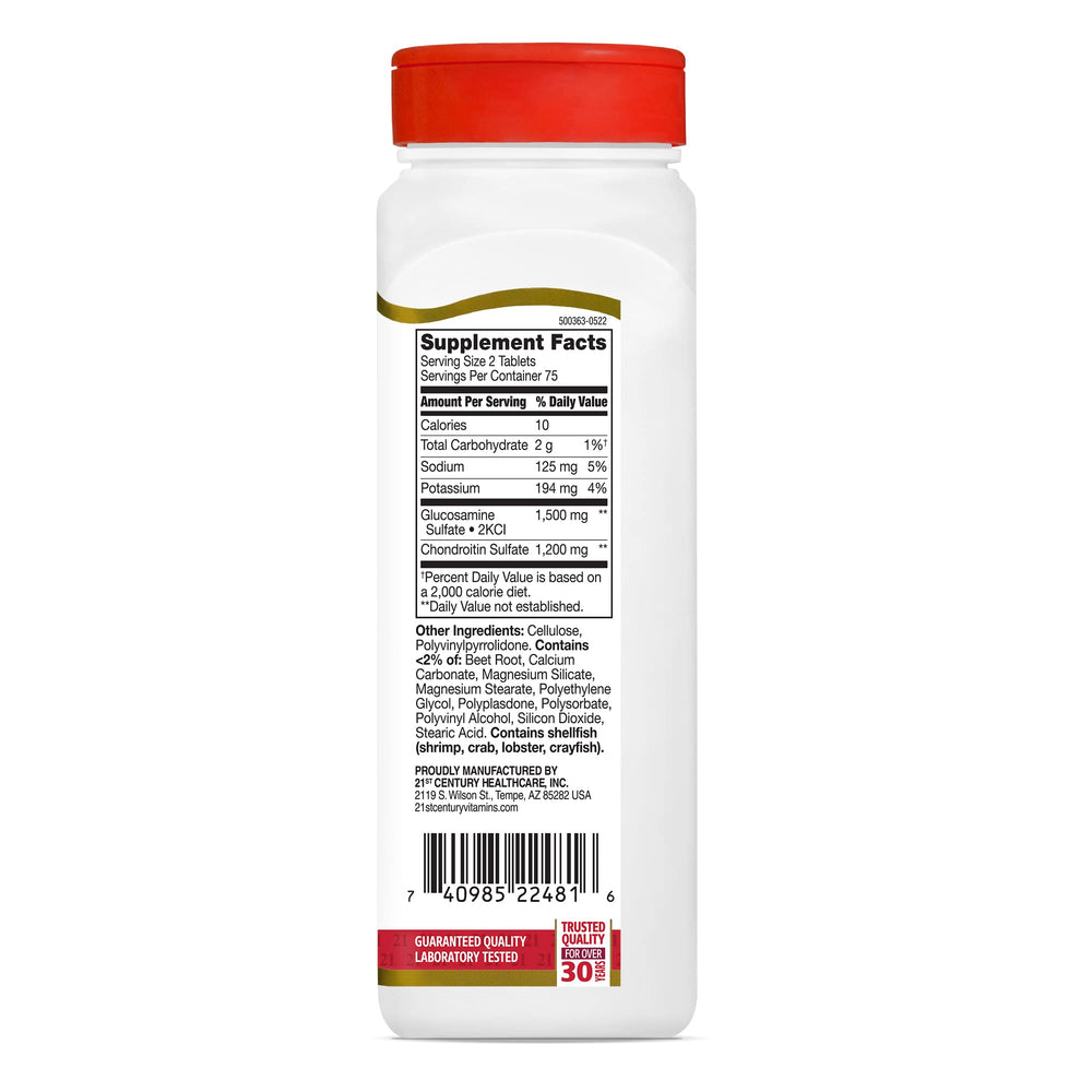 Packaging view of 21st Century Glucosamine Chondroitin 150-count bottle