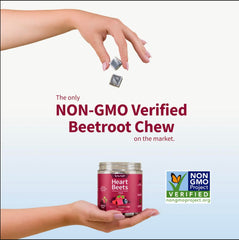 Packaging and ingredients for Heart Beets chews