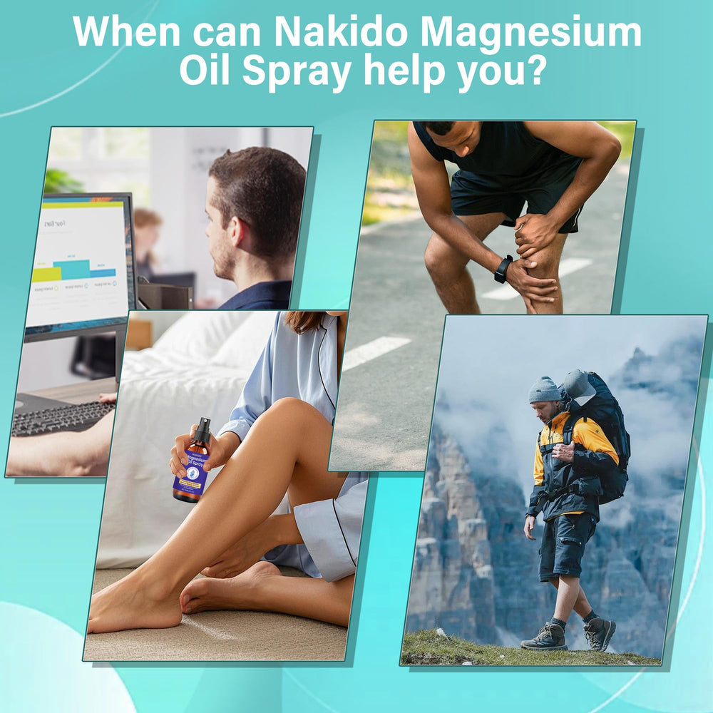 Packaging of Nakido magnesium oil spray with ingredients