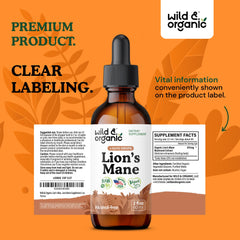 Product packaging and label of Lions Mane drops