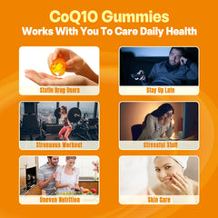 Packaging label showing vegan non-GMO gluten-free CoQ10 gummies