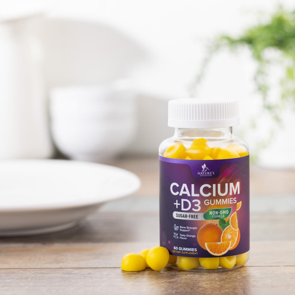 Packaging of Nature's Calcium Gummies with nutrition information