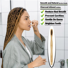 Charcoal wooden bamboo toothbrushes in bulk