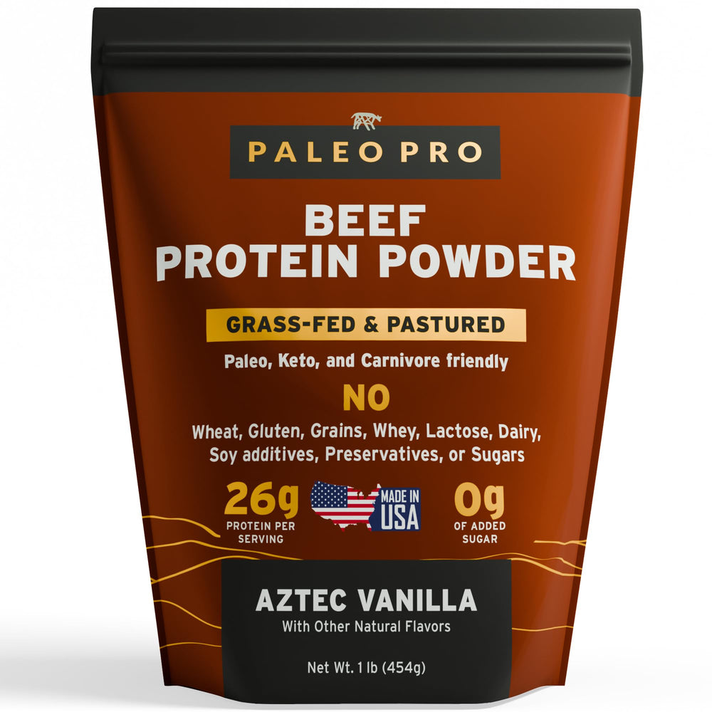 Paleo Pro 26G beef protein powder – vanilla tub