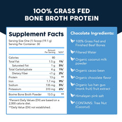 Open Paleovalley beef bone broth protein powder tub highlighting gluten-free, non-GMO quality