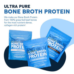 Paleovalley grass-fed beef bone broth powder tub shows grass-fed origin for clean nutrition.