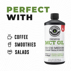 Palm-free vegan MCT oil bottle suitable for keto and paleo