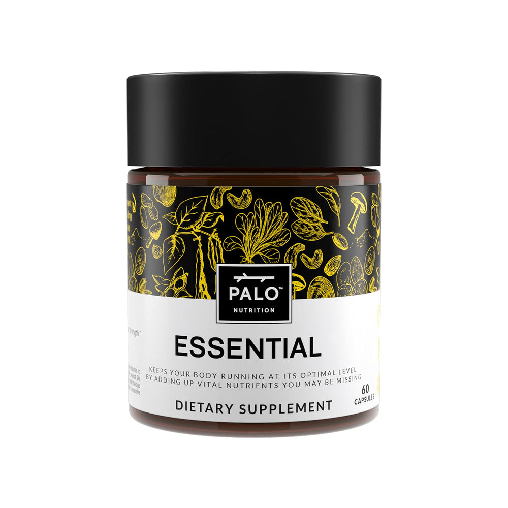 Front view of PALO Essential+ Adult Daily Multivitamin packaging